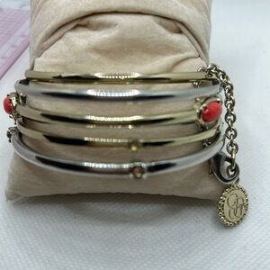 JESSICA SIMPSON Gold/ Silver toned Stacked Bangle Bracelets